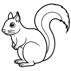 Simple Squirrel Outline Vector Art