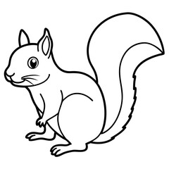 Simple Squirrel Outline Vector Art