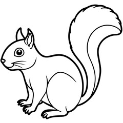 Simple Squirrel Outline Vector Art