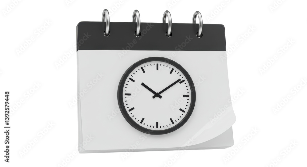 Poster isolated calendar with clock depicting time management