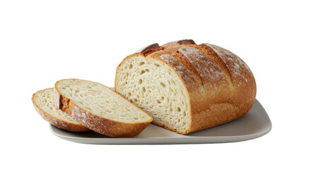 Isolated Sliced Loaf of Bread on a Serving Plate