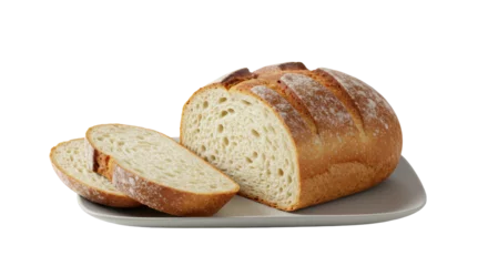 Gordijnen Isolated Sliced Loaf of Bread on a Serving Plate © Nicolae