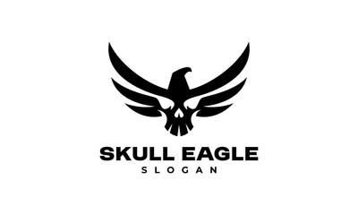 skull with eagle logo vector illustration, logo template