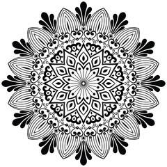 Beautiful mandala design for coloring book. Art on the wall. Decorative pattern in oriental style. 