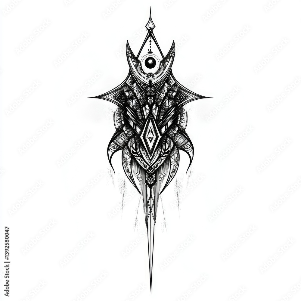 Aufkleber detailed geometric ornament drawing with intricate patterns and sharp lines