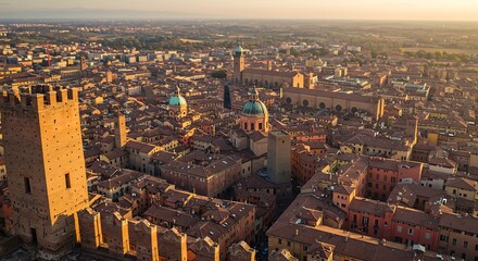 Obraz premium Golden Hour Above Terracotta Roofs AI Generated