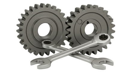 Isolated Gear and Wrench Symbolizing Mechanic Repair