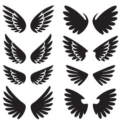 wings silhouettes, angel, bird various style vector silhouettes