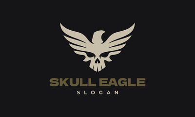 skull with eagle logo vector illustration, logo template