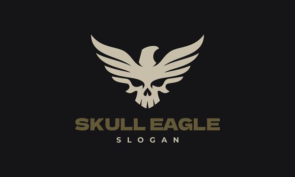 skull with eagle logo vector illustration, logo template