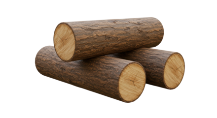 Isolated Stacked Logs Representing Wood Resource