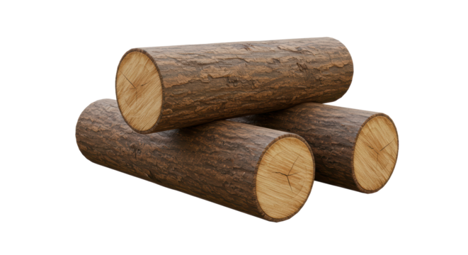 Isolated Stacked Logs Representing Wood Resource