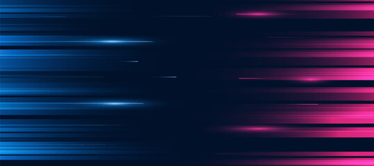 blue pink neon rays tech background vector