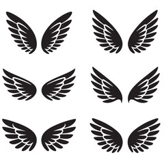 wings silhouettes, angel, bird various style vector silhouettes