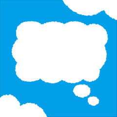 ちぎり絵のようにジワジワ滲んだラフなアウトラインの白い雲のようなフキダシ・フレームシリーズ。セリフや名札（ネーム）やワッペンに。ベクター素材