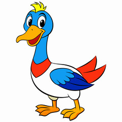 Cartoon Goose Vector Illustration on White Background – Cute Animal Art, Funny Bird Clipart
