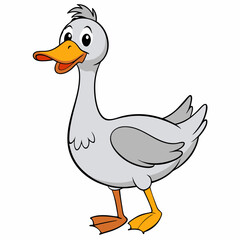 Cartoon Goose Vector Illustration on White Background – Cute Animal Art, Funny Bird Clipart