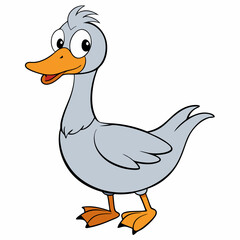 Cartoon Goose Vector Illustration on White Background – Cute Animal Art, Funny Bird Clipart