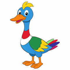 Cartoon Goose Vector Illustration on White Background – Cute Animal Art, Funny Bird Clipart