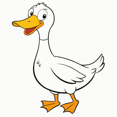 Cartoon Goose Vector Illustration on White Background – Cute Animal Art, Funny Bird Clipart