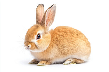 a small rabbit sitting on a white surface