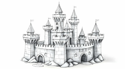 Obraz premium easy castle drawing illustration