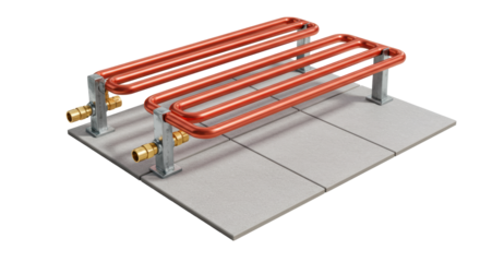 Isolated Industrial Copper Pipe System on Concrete Surface