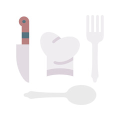 Fototapeta premium Chef Hat and Cutlery icon vector image. Suitable for mobile apps, web apps and print media.