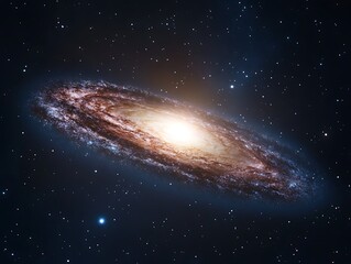 Obraz premium The andromeda galaxy's brilliant spiral structure illuminated against the dark canvas of space