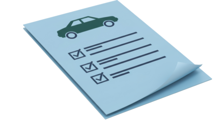 Isolated Car Checklist on a Light Blue Sheet