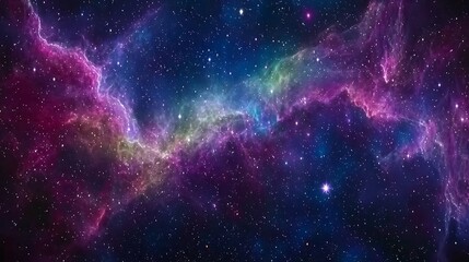 Fototapeta premium Magnificent nebula exhibiting colorful gas and dust clouds illuminated in the depths of space
