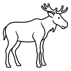 Fototapeta premium Single Line Moose Illustration in Vector