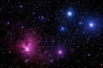 Fototapeta premium The pleiades nebula showcasing a cluster of bright stars surrounded by cosmic dust and light