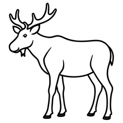 Single Line Moose Illustration in Vector