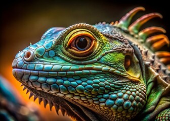 Fototapeta premium Stunning Long Exposure Macro Photography of a Detailed Lizard A CloseUp Exploration of Reptile Anatomy and Texture