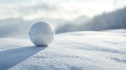 White Sphere on Snowy Landscape in Winter Season