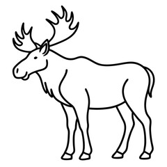 Single Line Moose Illustration in Vector