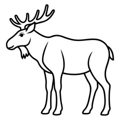 Obraz premium Single Line Moose Illustration in Vector