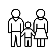 Family icon vector graphic representing mother father and child for family design and illustration use