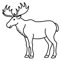 Single Line Moose Illustration in Vector