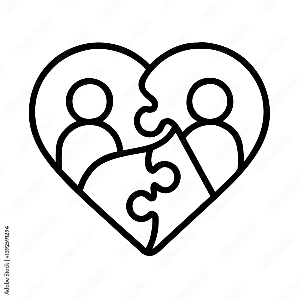 Poster heart puzzle pieces teamwork collaboration love connection relationship vector icon design for graph