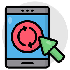 Conceptual flat design icon of mobile update 