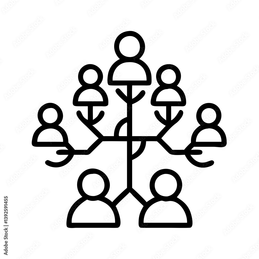 Poster organization chart diagram of business team structure and hierarchy for business management and lead