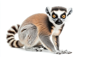 Obraz premium a lemur sitting on a white surface with a white background