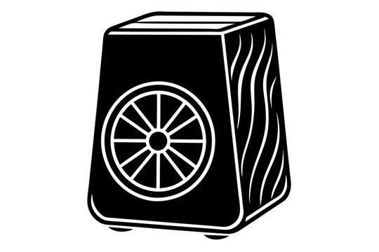 black speaker with wheel design and wood grain clip art preview