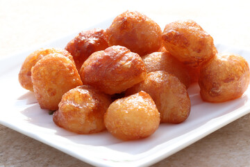 Crispy lokma dessert. Turkish cuisine