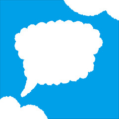 ちぎり絵のようにジワジワ滲んだラフなアウトラインの白い雲のようなフキダシ・フレームシリーズ。セリフや名札（ネーム）やワッペンに。ベクター素材