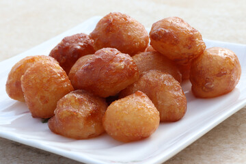 Crispy lokma dessert. Turkish cuisine