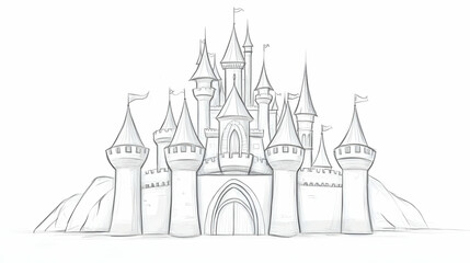 Obraz premium easy castle drawing illustration