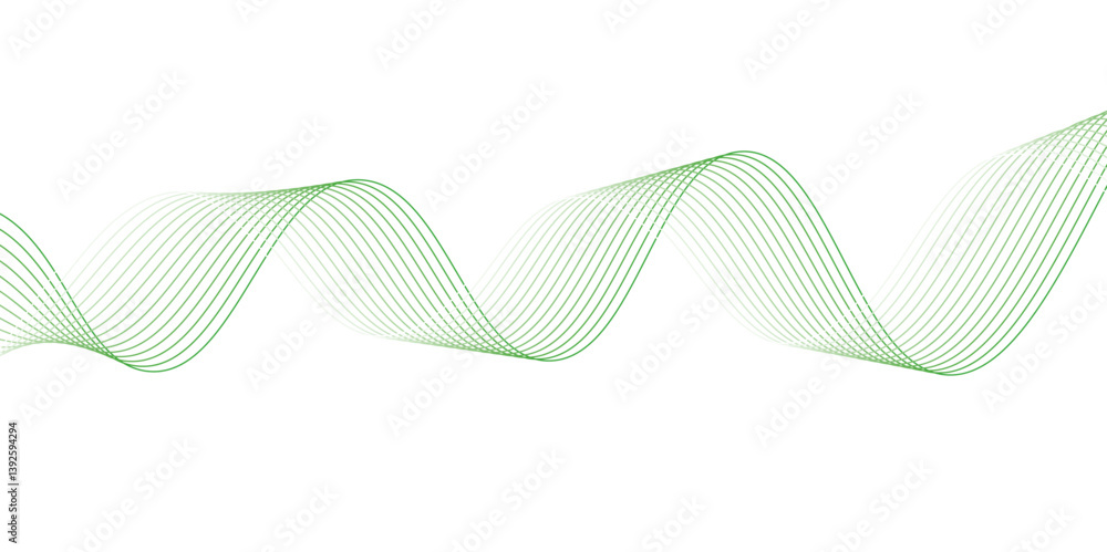 Poster colorful line wavy line type dynamic picture. sleek green and blue linear wave background in transpa